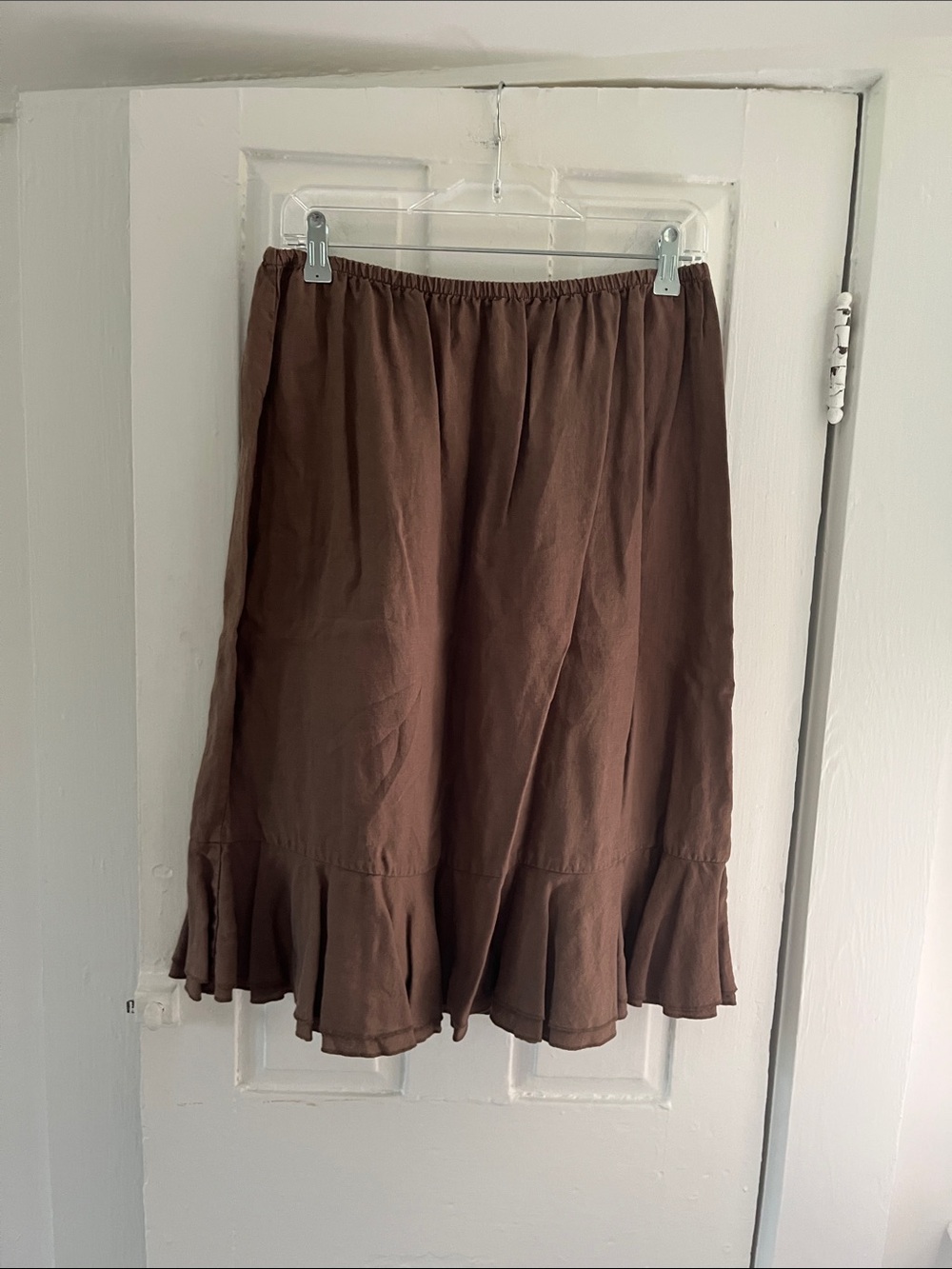 Fresh Produce Linen Skirt W/ Ruffles Sz Medium Brown - Picture 3 of 6
